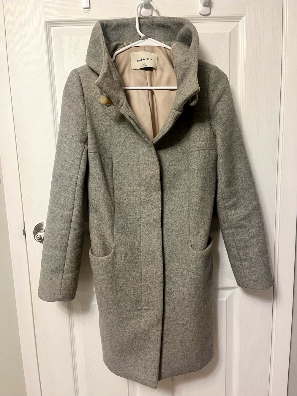 Aritzia Babaton Pearce Wool Cashmere Hooded Coat Gray XS